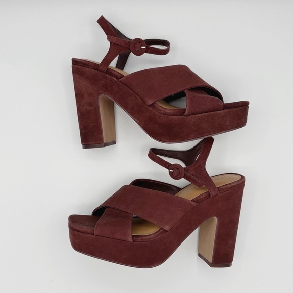 Splendid Pandora Platform Heels 7 Suede Chocolate NEW NWOB - Picture 6 of 9